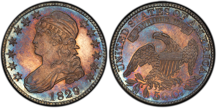 1829/7 Capped Bust Half Dollar. O-101. MS-66 (PCGS).